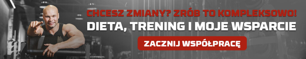 Reklama trenera online oferującego kompleksowe wsparcie: dieta, trening i motywacja