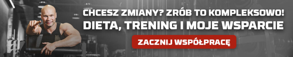 Reklama trenera online oferującego kompleksowe wsparcie: dieta, trening o motywacja