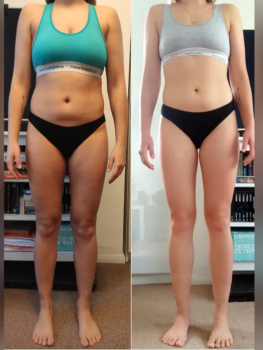 Przemiana sylwetki kobiety po diecie i treningu online